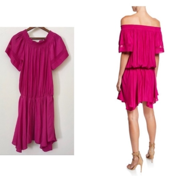 Ramy Brook Jessica Solid Off-The-Shoulder‎ Dress size M hot pink fuchsia party - Picture 2 of 11